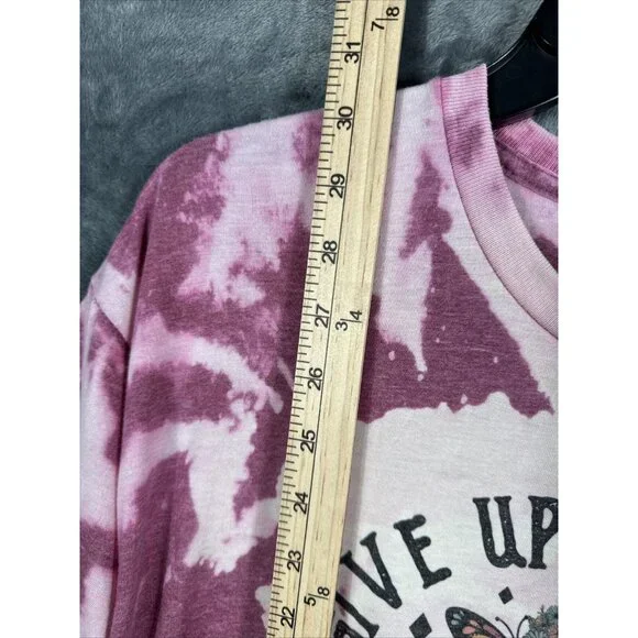 Women’s T-Shirt “Never Give Up On Your Day Dream” Tye Dye Butterflies & Flowers - Picture 10 of 14